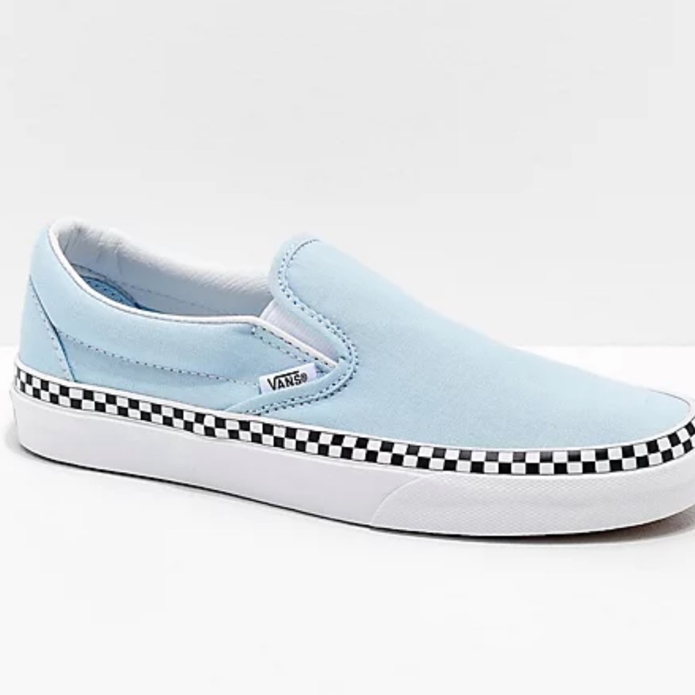 baby blue slip on vans